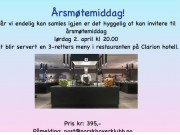 Bli med på Årsmøtelunch og/eller årsmøtemiddag